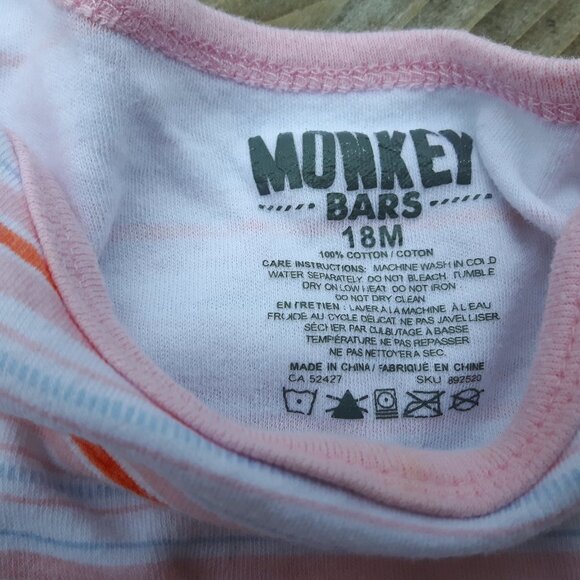 Pair of Baby Onsies 18 Months Hearts and Stripes - Picture 2 of 4